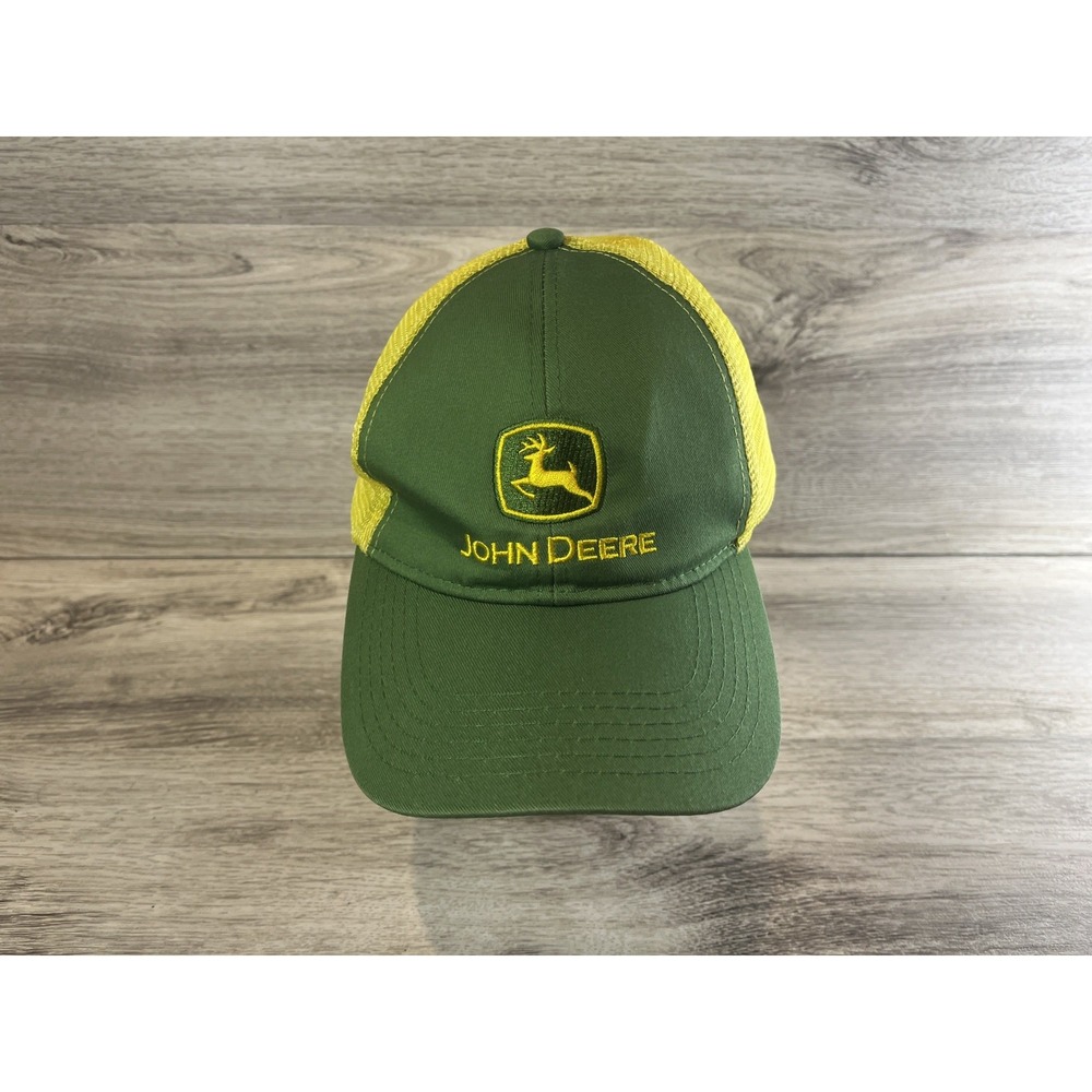John Deere Hat Adult Mesh Snapback Green Yellow Baseball Logo Trucker Cap Mens
